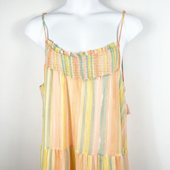Grace + Karma Maxi Dress Size 1X Smocked Striped Colorful Tassel Boho Festival - Picture 3 of 12